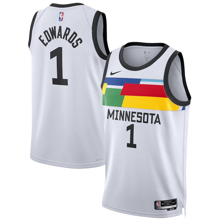 Men Minnesota Timberwolves #1 Anthony Edwards Nike White City Edition 2022-23 Swingman NBA Jersey